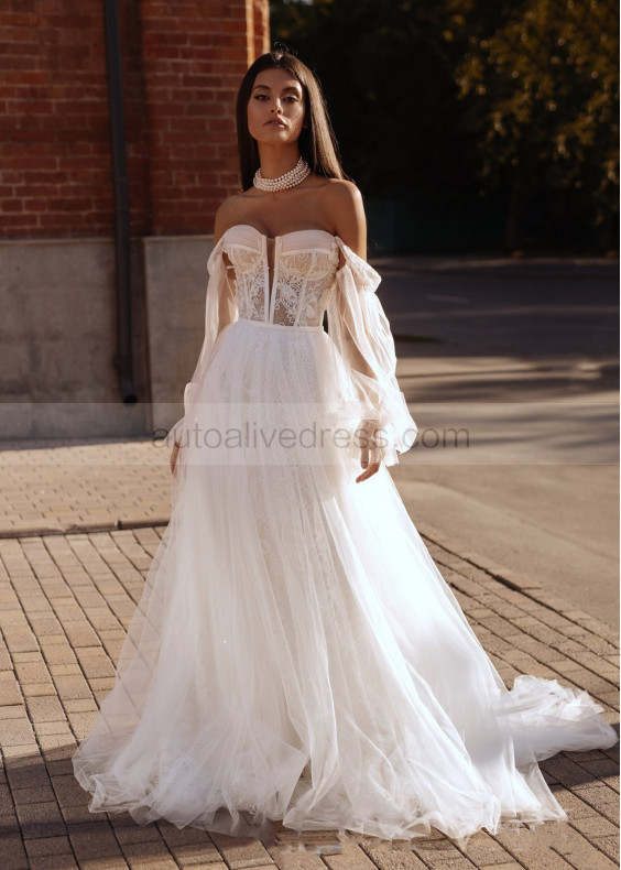 2-in-1 Wedding Dress With Detachable Tulle Skirt